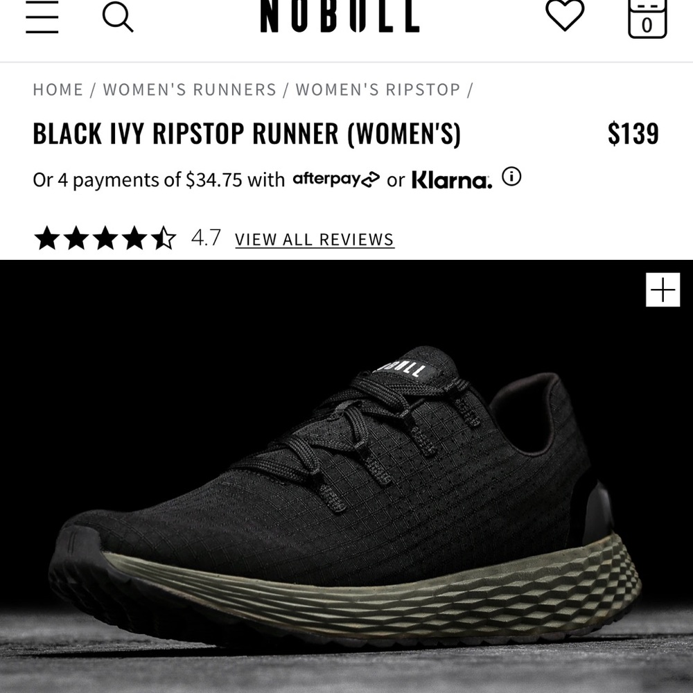 NoBull Women’s Black Ivy Ripstop Runner (US 6)